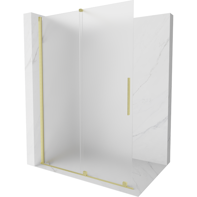 Mexen Velar Duschwand Walk-in 130 x 200 cm, frost 8 mm, gebürstetes Gold - 871-130-000-33-55