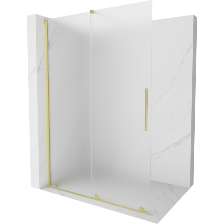 Mexen Velar Duschwand Walk-in 130 x 200 cm, frost 8 mm, gebürstetes Gold - 871-130-000-33-55