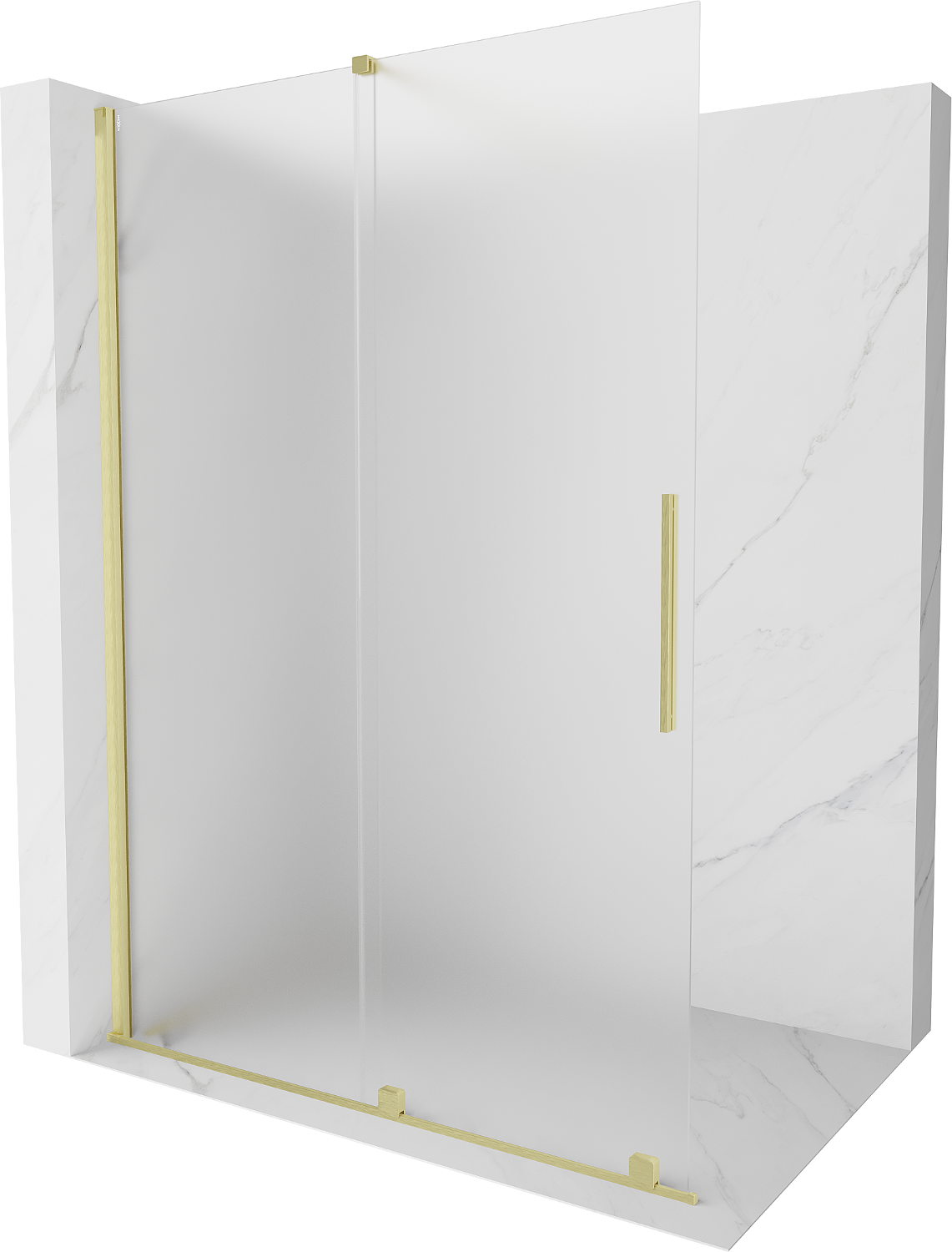 Mexen Velar Duschwand Walk-in 130 x 200 cm, satiniert 8 mm, gebürstetes Gold - 871-130-000-33-55