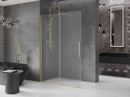 Mexen Velar Walk-in-Schiebeduschwand 160 x 200 cm, mattiert 8 mm, gebürstetes Gold - 871-160-000-33-55