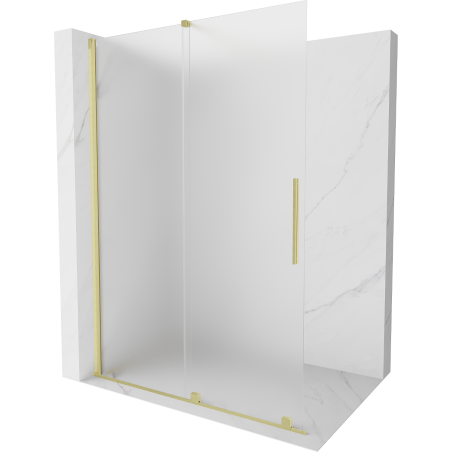 Mexen Velar Duschwand verschiebbar Walk-in 150 x 200 cm, Frost 8 mm, gebürstetes Gold - 871-150-000-33-55