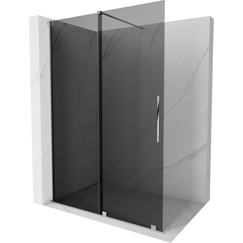 Mexen Velar Duschtrennwand zum Schieben Walk-in 130 x 200 cm, Graphit 8 mm, Chrom - 871-130-000-43-01