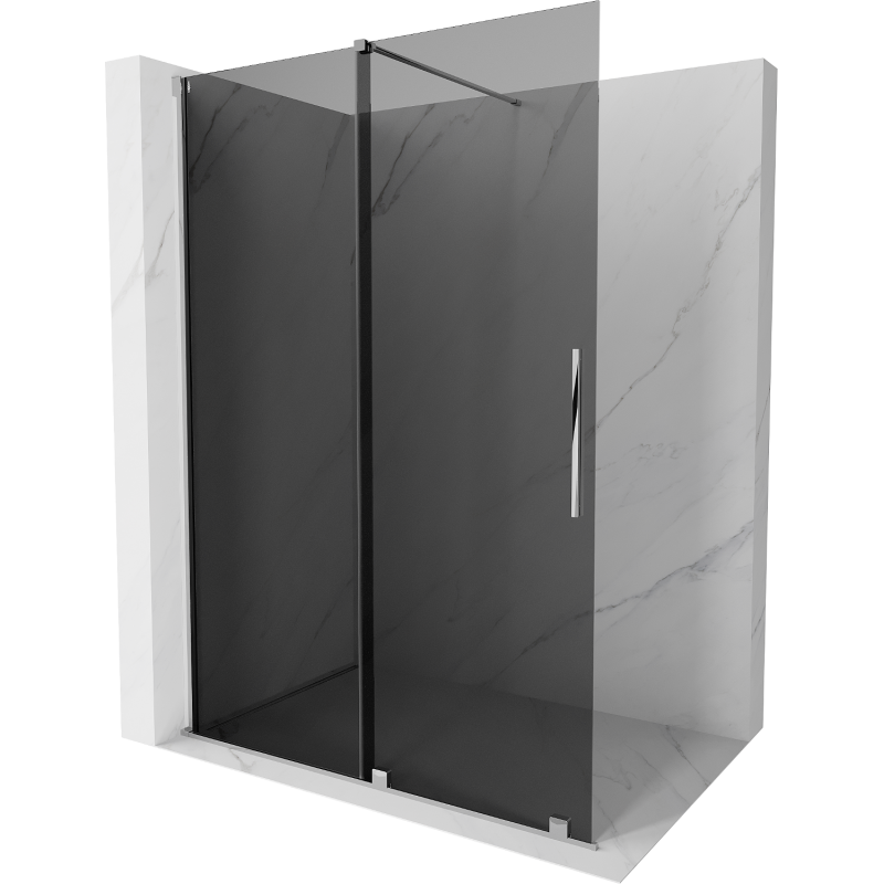 Mexen Velar Duschwand zum Schieben Walk-in 160 x 200 cm, Graphit 8 mm, Chrom - 871-160-000-43-01