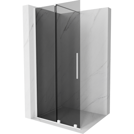 Mexen Velar verschiebbare Duschwand Walk-in 80 x 200 cm, Graphit 8 mm, Weiß - 871-080-000-43-20
