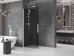 Mexen Velar Walk-In Duschwand, Schiebetür 110 x 200 cm, Grafit 8 mm, Weiß - 871-110-000-43-20