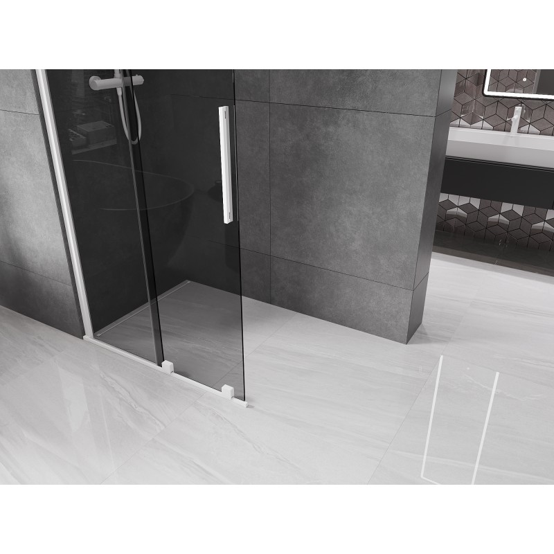 Mexen Velar Walk-In Duschwand, Schiebetür 110 x 200 cm, Grafit 8 mm, Weiß - 871-110-000-43-20