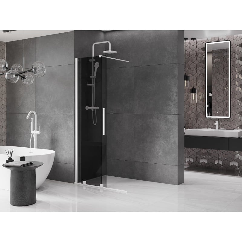 Mexen Velar Walk-in Duschwand zum Schieben 85 x 200 cm, Graphit 8 mm, Weiß - 871-085-000-43-20