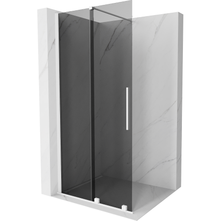 Mexen Velar Duschwand Schiebetür Walk-in 120 x 200 cm, Graphit 8 mm, Weiß - 871-120-000-43-20