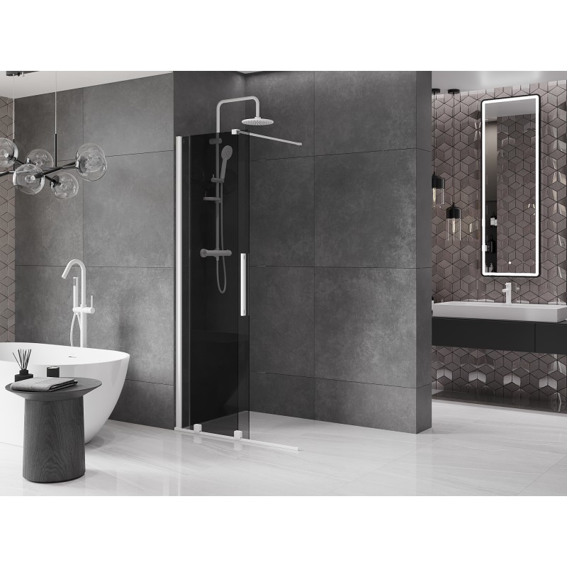 Mexen Velar Walk-In Duschwand, Schiebetür 110 x 200 cm, Grafit 8 mm, Weiß - 871-110-000-43-20