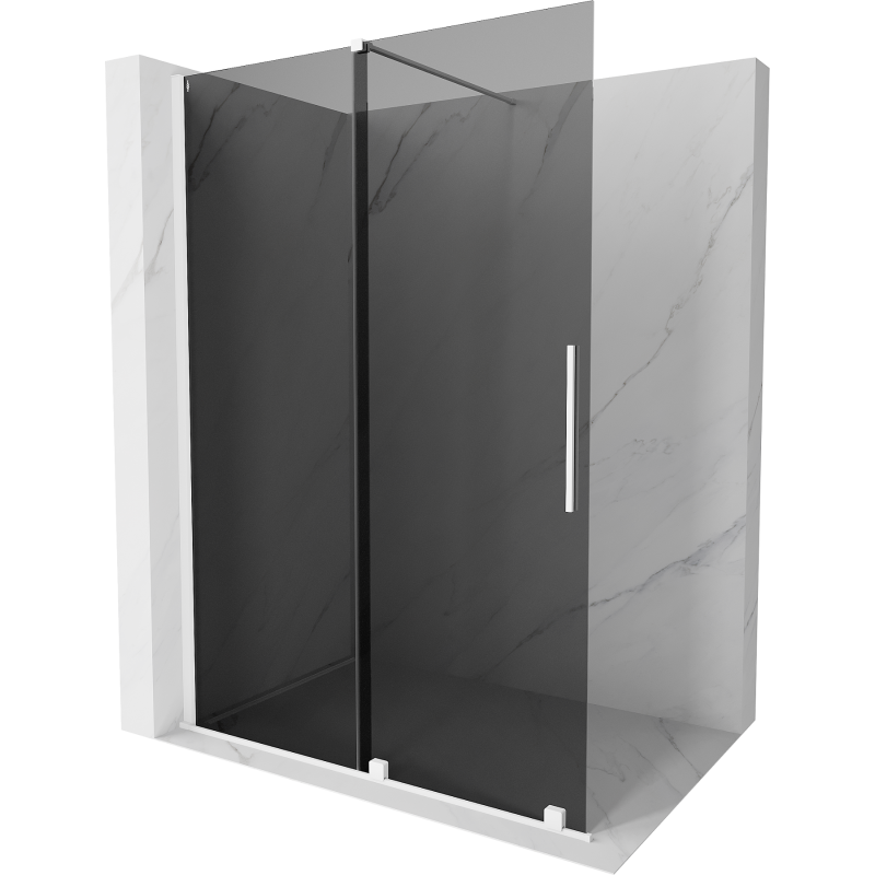 Mexen Velar Duschwand zum Schieben Walk-in 130 x 200 cm, grafit 8 mm, weiß - 871-130-000-43-20