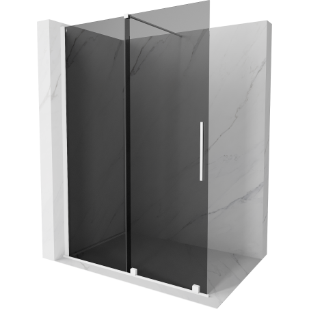 Mexen Velar Duschwand zum Schieben Walk-in 130 x 200 cm, grafit 8 mm, weiß - 871-130-000-43-20
