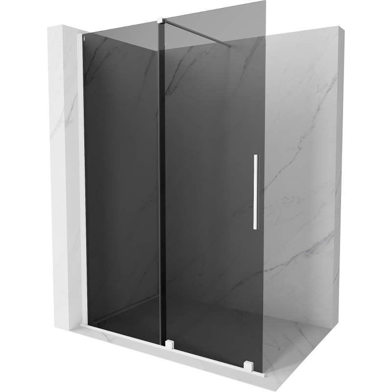Mexen Velar Duschwand verschiebbar Walk-in 150 x 200 cm, graphit 8 mm, weiß - 871-150-000-43-20