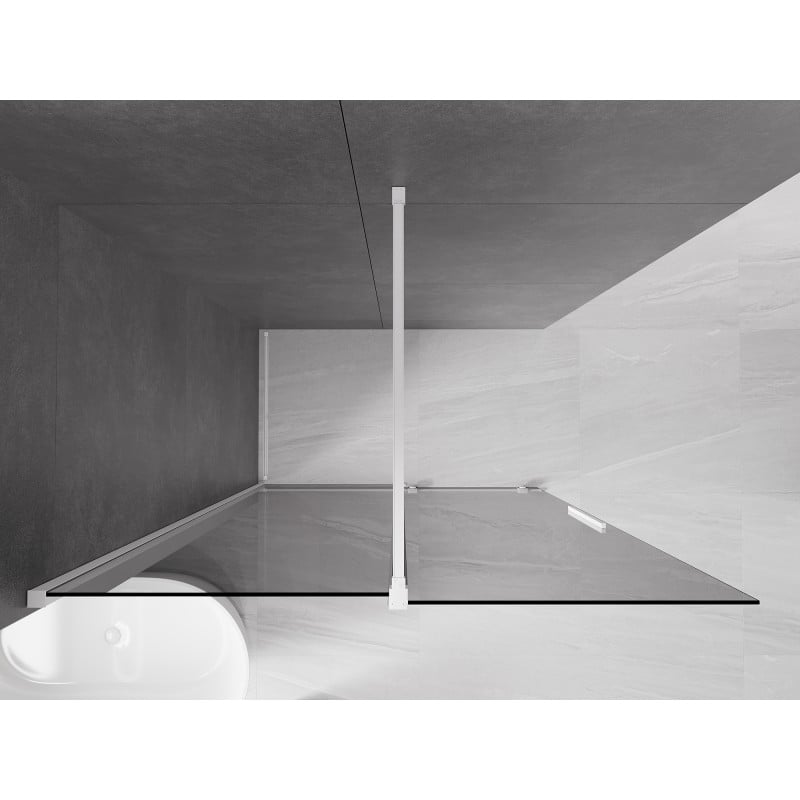 Mexen Velar Duschwand verschiebbar Walk-in 150 x 200 cm, graphit 8 mm, weiß - 871-150-000-43-20