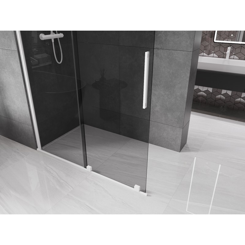 Mexen Velar Duschwand zum Schieben Walk-in 160 x 200 cm, grafit 8 mm, weiß - 871-160-000-43-20