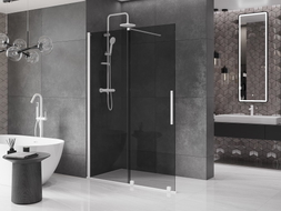Mexen Velar Schiebeduschwand Walk-in 140 x 200 cm, Graphit 8 mm, Weiß - 871-140-000-43-20