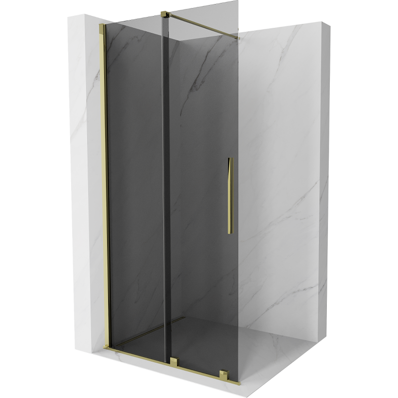 Mexen Velar Duschwand Schiebewand Walk-in 70 x 200 cm, Graphit 8 mm, Gold - 871-070-000-43-50