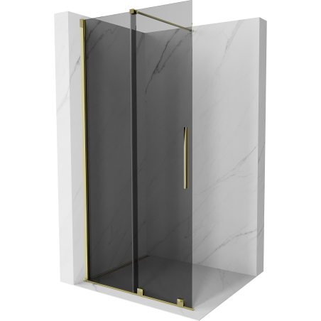 Mexen Velar Duschwand Schiebewand Walk-in 70 x 200 cm, Graphit 8 mm, Gold - 871-070-000-43-50