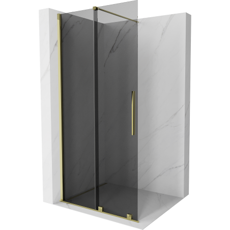 Mexen Velar Duschwand begehbar 75 x 200 cm, graues 8 mm Glas, gold - 871-075-000-43-50