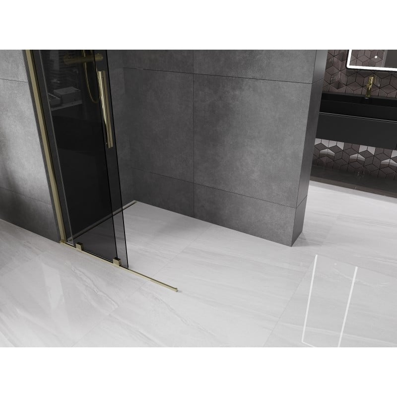 Mexen Velar Duschwand Schiebewand Walk-in 70 x 200 cm, Graphit 8 mm, Gold - 871-070-000-43-50