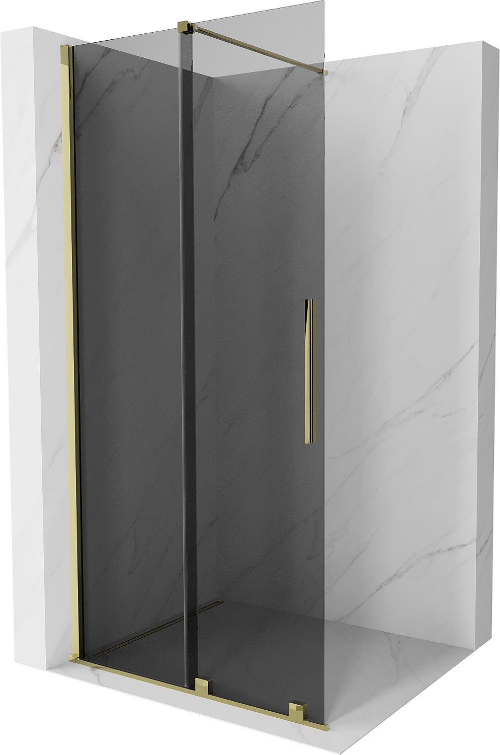 Mexen Velar Walk-in Duschwand, schiebbar 90 x 200 cm, Graphit 8 mm, Gold - 871-090-000-43-50