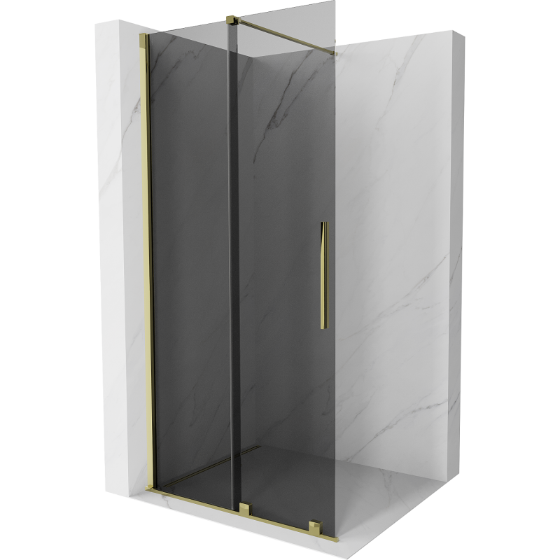 Mexen Velar Duschwand verschiebbar Walk-in 110 x 200 cm, graphit 8 mm, gold - 871-110-000-43-50