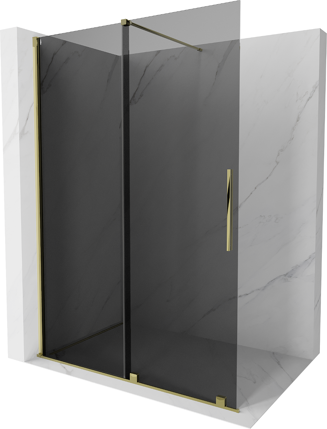 Mexen Velar Duschwand verschiebbar Walk-in 130 x 200 cm, graphit 8 mm, gold - 871-130-000-43-50