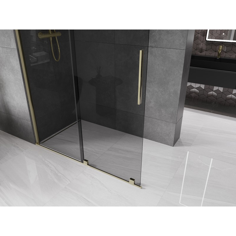 Mexen Velar Schiebeduschwand Walk-in 130 x 200 cm, Graphit 8 mm, Gold - 871-130-000-43-50