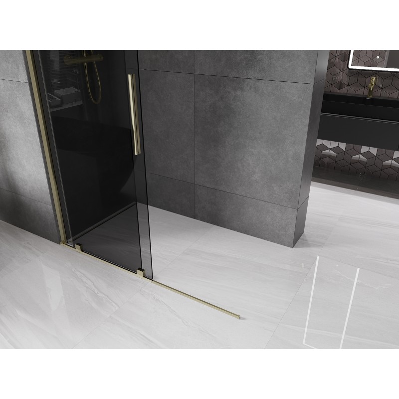 Mexen Velar Schiebeduschwand Walk-in 130 x 200 cm, Graphit 8 mm, Gold - 871-130-000-43-50