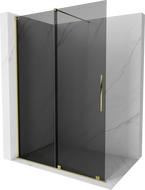 Mexen Velar Duschwand zum Schieben Walk-in 140 x 200 cm, Graphit 8 mm, Gold - 871-140-000-43-50