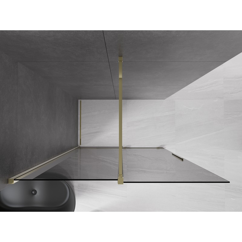 Mexen Velar Schiebeduschwand Walk-in 130 x 200 cm, Graphit 8 mm, Gold - 871-130-000-43-50