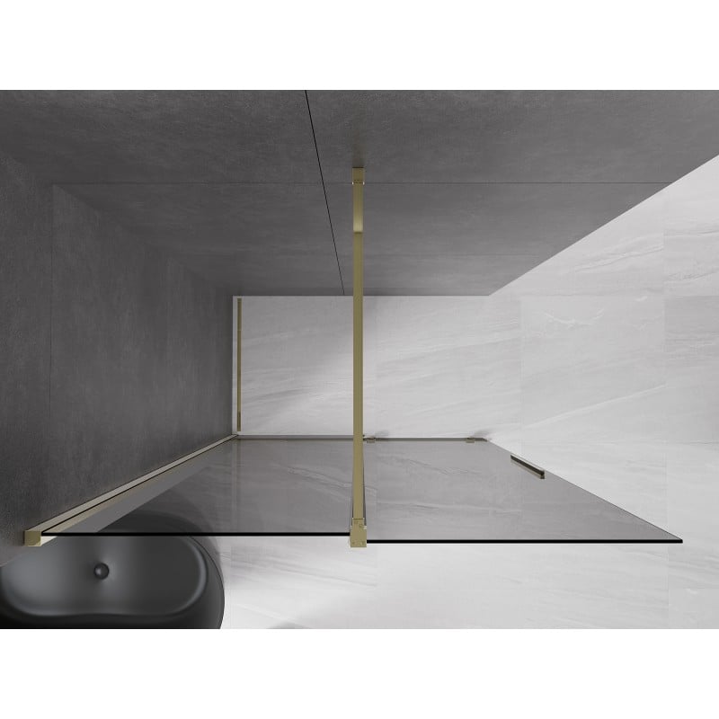 Mexen Velar Duschwand schiebbar Walk-in 160 x 200 cm, Graphit 8 mm, Gold - 871-160-000-43-50