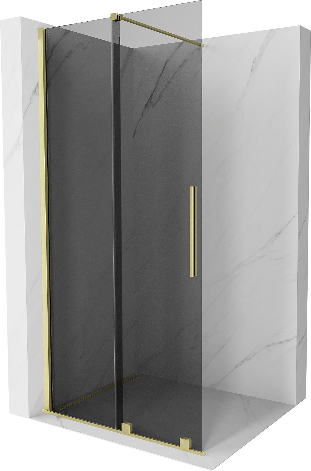 Mexen Velar Duschwand schwenkbar Walk-in 80 x 200 cm, graphit 8 mm, gebürstetes Gold - 871-080-000-43-55