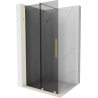 Mexen Velar Duschwand Schiebetür Walk-in 100 x 200 cm, grafit 8 mm, gold gebürstet - 871-100-000-43-55
