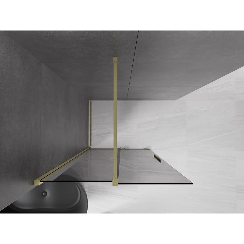 Mexen Velar Duschwand verschiebbar Walk-in 75 x 200 cm, Graphit 8 mm, gebürstet Gold - 871-075-000-43-55