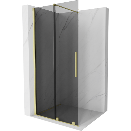 Mexen Velar Duschwand Schiebetür Walk-in 110 x 200 cm, Graphit 8 mm, Gold gebürstet - 871-110-000-43-55
