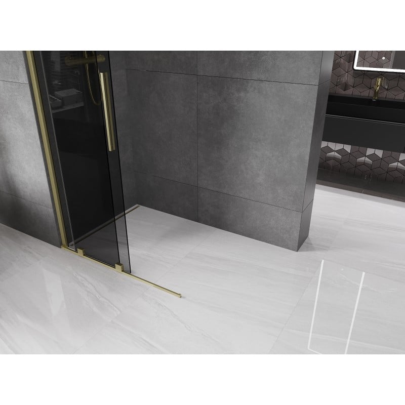 Mexen Velar Duschwand Schiebetür Walk-in 110 x 200 cm, Graphit 8 mm, Gold gebürstet - 871-110-000-43-55