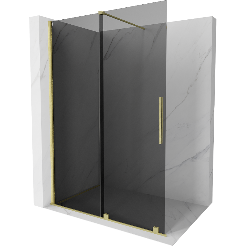 Mexen Velar Dusche Wand Faltablage Walk-in 150 x 200 cm, grafit 8 mm, gebürstetes Gold - 871-150-000-43-55