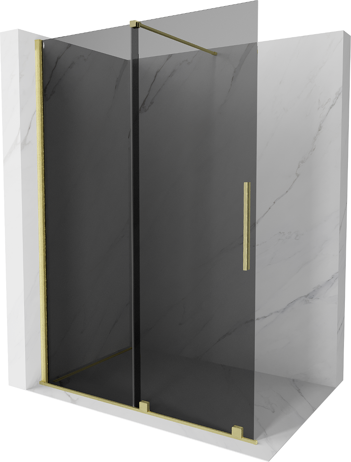 Mexen Velar Dusche Wand Faltablage Walk-in 150 x 200 cm, grafit 8 mm, gebürstetes Gold - 871-150-000-43-55