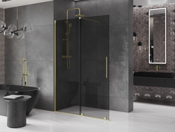 Mexen Velar begehbare Duschwand 150 x 200 cm, Graphit 8 mm, Gold gebürstet - 871-150-000-43-55