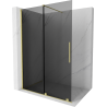 Mexen Velar Schiebeduschelement Walk-in 130 x 200 cm, Graphit 8 mm, gebürstetes Gold - 871-130-000-43-55