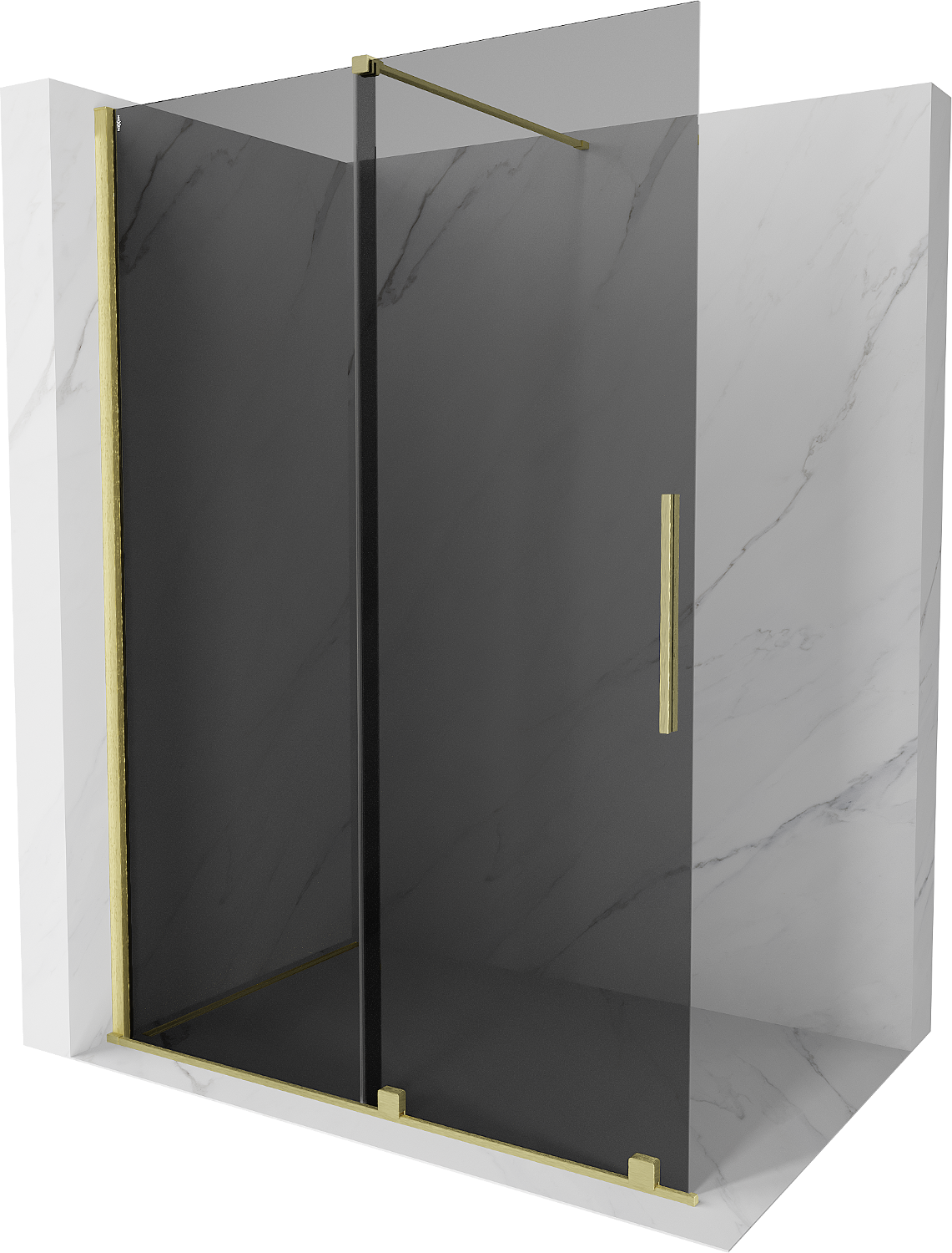 Mexen Velar Duschwand Walk-in 130 x 200 cm, graphit 8 mm, gebürstetes Gold - 871-130-000-43-55