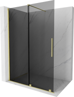 Mexen Velar Duschwand verschiebbar Walk-in 140 x 200 cm, graphit 8 mm, gebürstetes Gold - 871-140-000-43-55