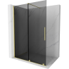 Mexen Velar Duschwand zum Schieben Walk-in 160 x 200 cm, Grafit 8 mm, gebürstet Gold - 871-160-000-43-55
