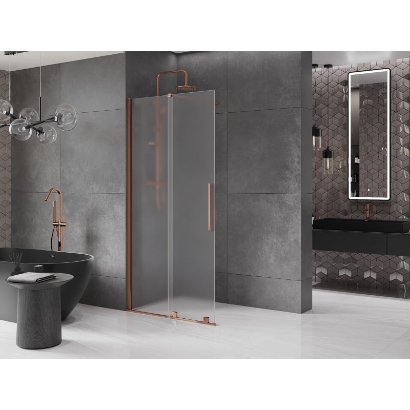 Mexen Velar Schiebedusche Walk-in 75 x 200 cm, Frost 8 mm, Roségold - 871-075-000-33-60