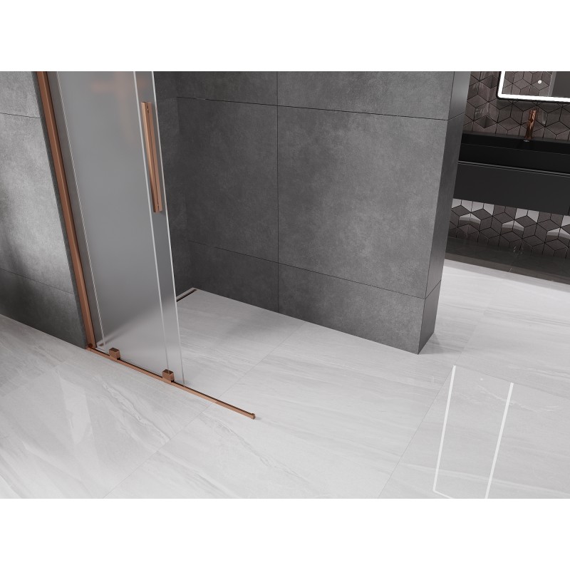 Mexen Velar Duschwand zum Schieben Walk-in 70 x 200 cm, Mattglas 8 mm, Roségold - 871-070-000-33-60