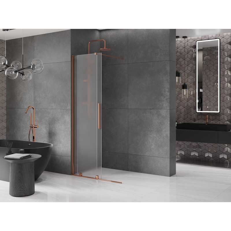 Mexen Velar Duschwand Schiebetür Walk-in 110 x 200 cm, Frost 8 mm, Roségold - 871-110-000-33-60