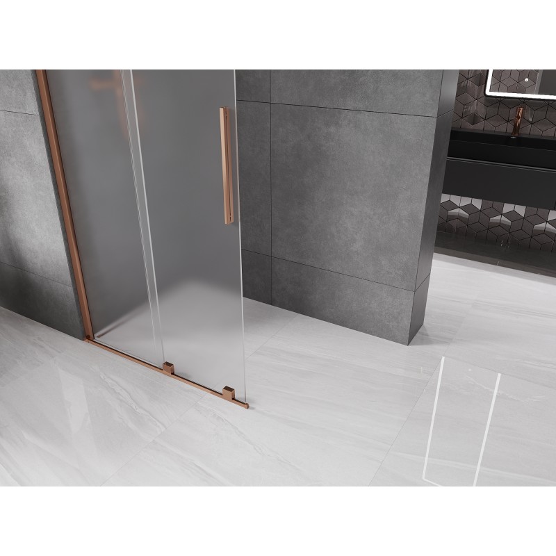 Mexen Velar Schiebeduschewand Walk-in 90 x 200 cm, Frost 8 mm, Roségold - 871-090-000-33-60