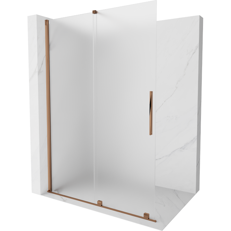 Mexen Velar verschiebbare Duschwand Walk-in 140 x 200 cm, Frost 8 mm, Roségold - 871-140-000-33-60