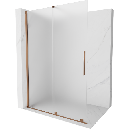 Mexen Velar verschiebbare Duschwand Walk-in 140 x 200 cm, Frost 8 mm, Roségold - 871-140-000-33-60
