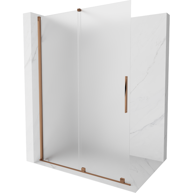 Mexen Velar Duschwand verschiebbar Walk-in 150 x 200 cm, Frost 8 mm, Roségold - 871-150-000-33-60